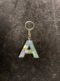 Porte clé alphabétique paillette vert feuille d’or rose LES MERVEILLES DE SONIA