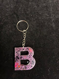 Porte clé alphabétique feuille d’or noir et rose LES MERVEILLES DE SONIA