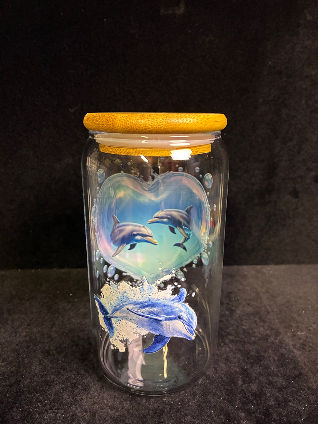 Verre dauphin cœur paille en verre LES MERVEILLES DE SONIA