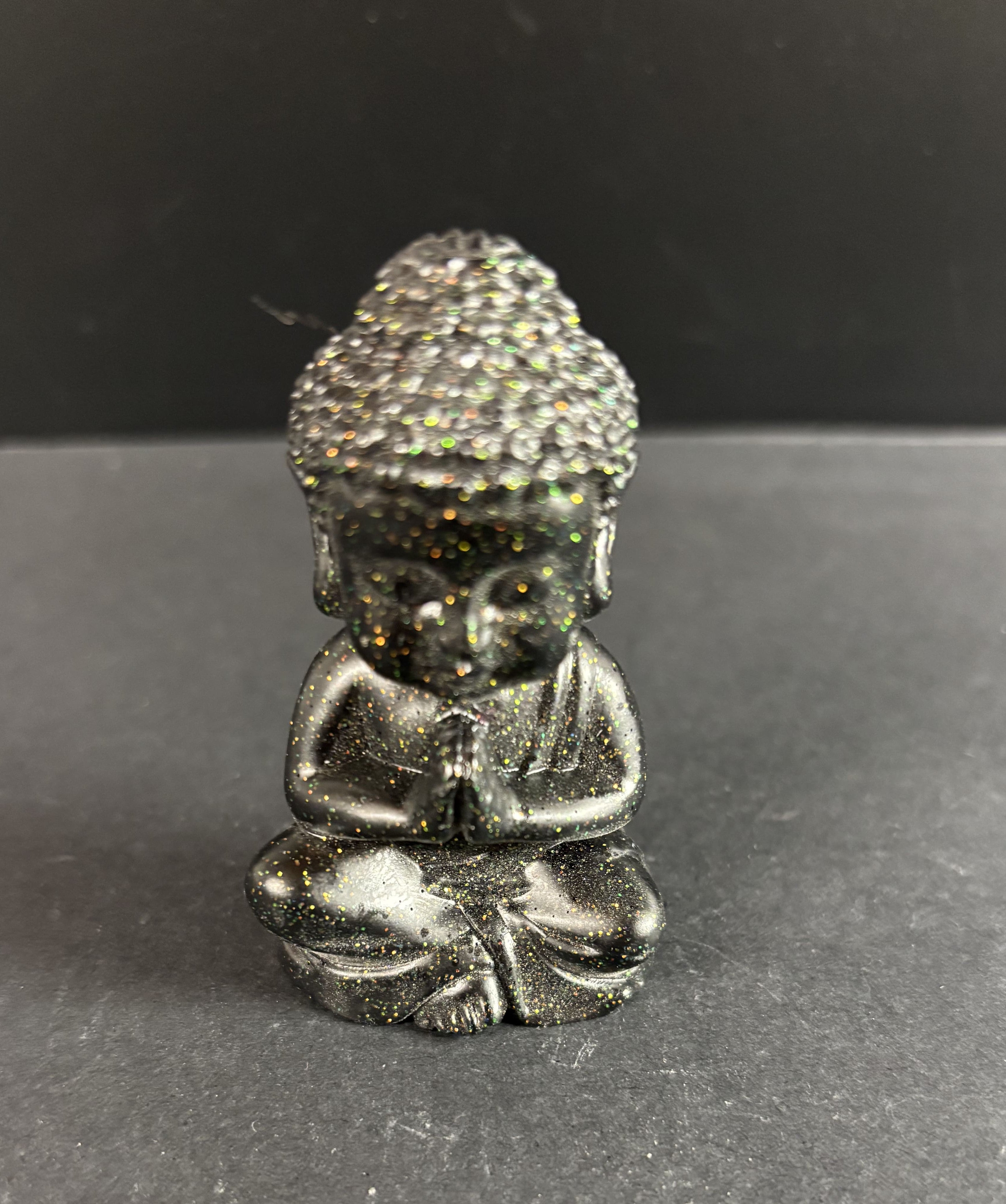 bouddha noir paillettes rouge LES MERVEILLES DE SONIA