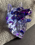 Tête de loup feuille d'or rose et bleu LES MERVEILLES DE SONIA